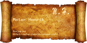 Meter Henrik névjegykártya